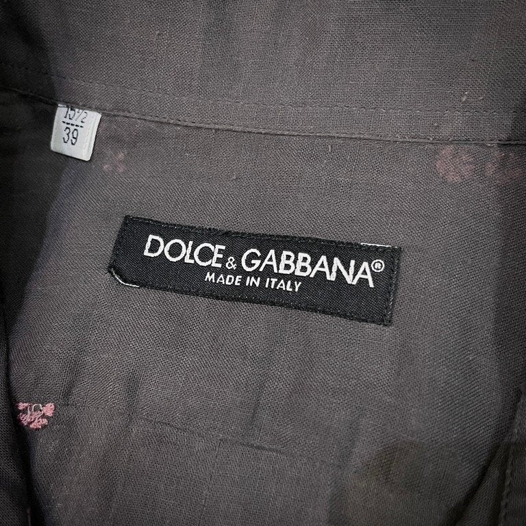 DOLCE&GABBANA コットンガーゼ花刺繍レギュラーカラーシャツ ブラウス Archive D&G フラワー