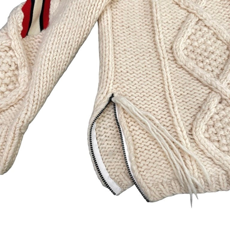 FACETASM 17AW RIB HAND KNIT SWEATER ショルダーラインサイドジップオーバーサイズケーブルニットセーター ムートンレザー フィッシャーマン トップス CHG-KN-U06 ファセッタズム メンズ
