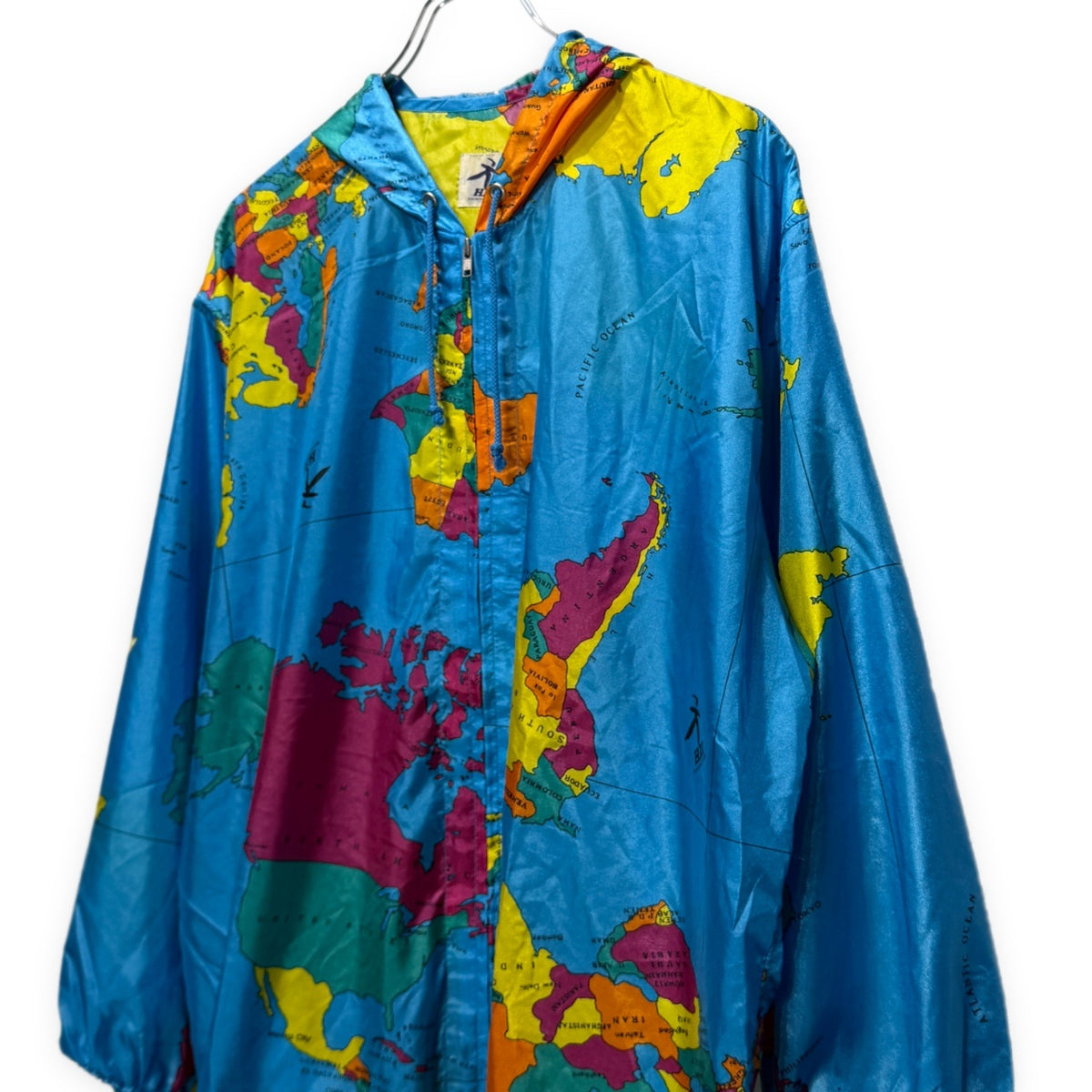 HAI SPORTING GEAR 世界地図プリントナイロンジップアップパーカー フーディ ジャケット アウター Archive 80s 90s ISSEY MIYAKE イッセイミヤケ メンズ レディース ユニセックス