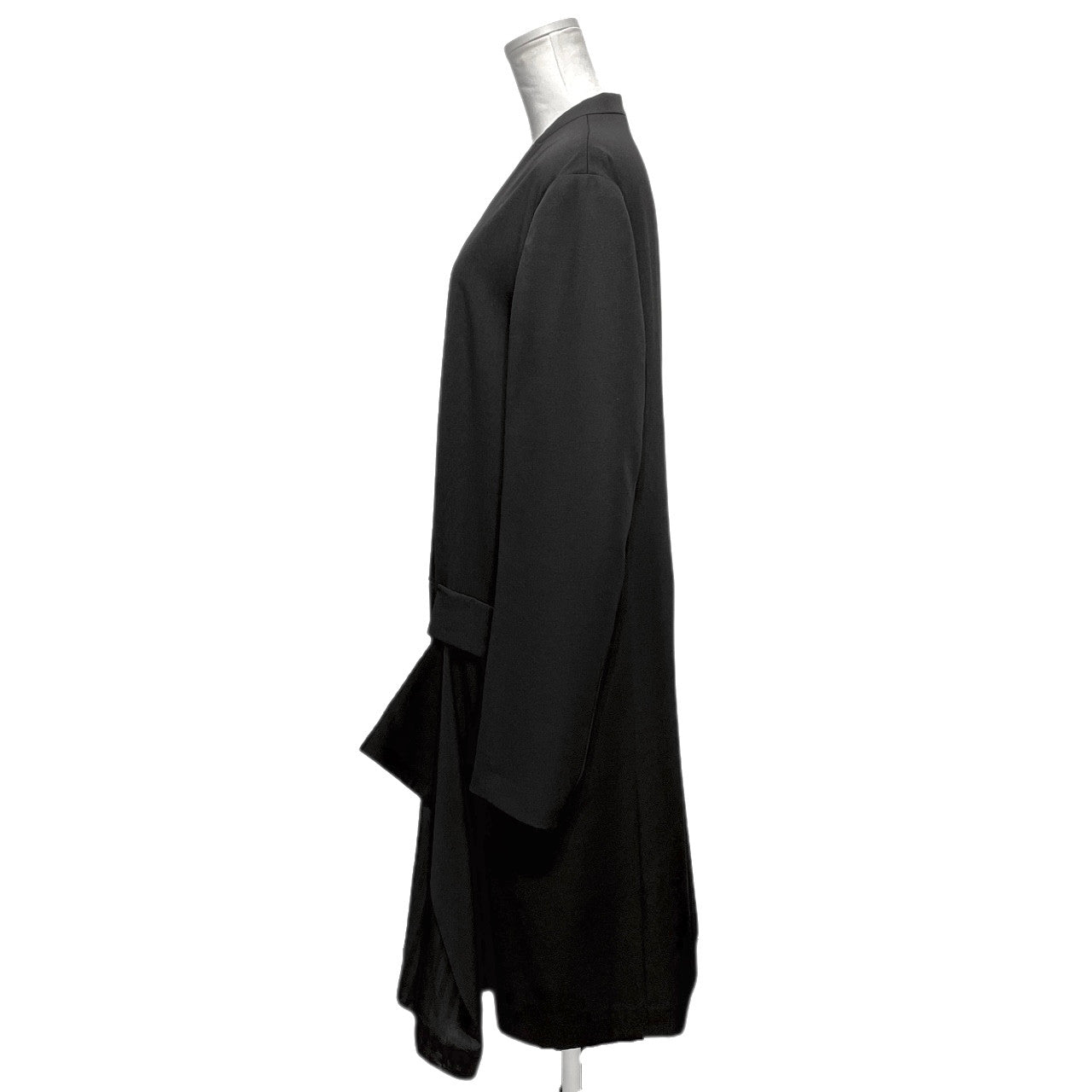 Y's 22AW ウールギャバジンフラシレイヤードノーカラーロングジャケット コート アウター アシンメトリー Yohji Yamamoto Femme ヨウジヤマモトファム ワイズ レディース