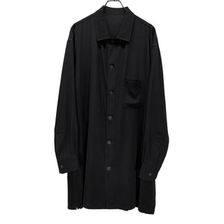 Yohji Yamamoto Pour Homme 22SS TA/TUXEDO OPEN COLLAR FRONT PLACKET BLOUSE トリアセテートポリエステルタキシードオープンカラーフロントポケットシャツ A-開襟前立て付きB 定価61,600円 ヨウジヤマモトプールオム メンズ