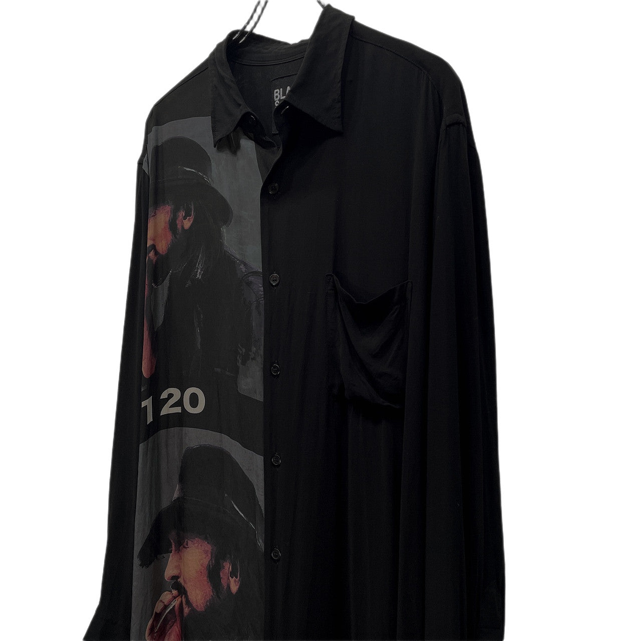 B Yohji Yamamoto 20SS 山本耀司プリントレーヨンロングシャツ ブラウス トップス NN-B87-822 定価77,0000円 Pour Homme ビー ヨウジヤマモト メンズ レディース ユニセックス