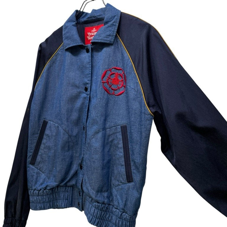 Vivienne Westwood RED LABEL 20SS コットンリネンライトオンスデニムオーブ刺繍袖切替ブルゾン ジャケット コート アウター ヴィヴィアンウエストウッド レッドレーベル レディース