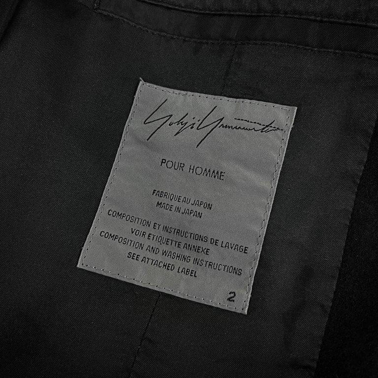 Yohji Yamamoto Pour Homme 15AW LOOK22 ラムレザーパッチワークウールフラノ2Bテーラードジャケット レア 希少 Archive 切替 切り替え 製品染め ブレザー ブルゾン コート アウター HY-J45-804 ヨウジヤマモトプールオム