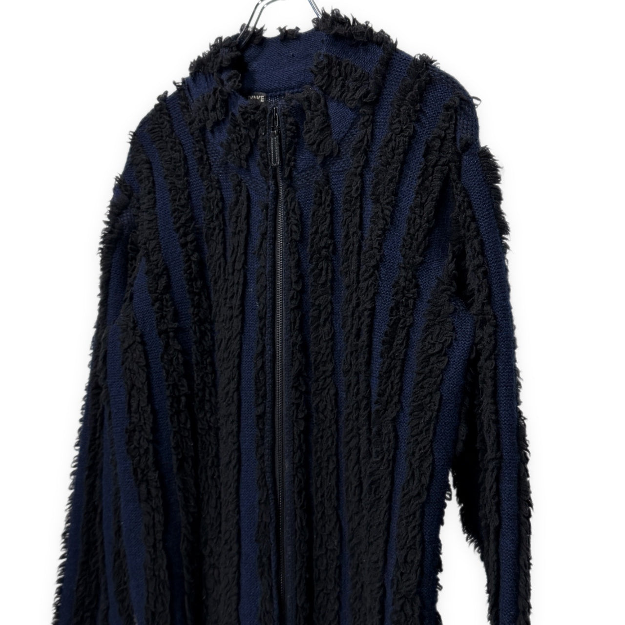 ISSEY MIYAKE MEN 02AW ボアストライプジップアップニットジャケット カーディガン ノーカラー トップス アウター Archive 00s イッセイミヤケメン メンズ