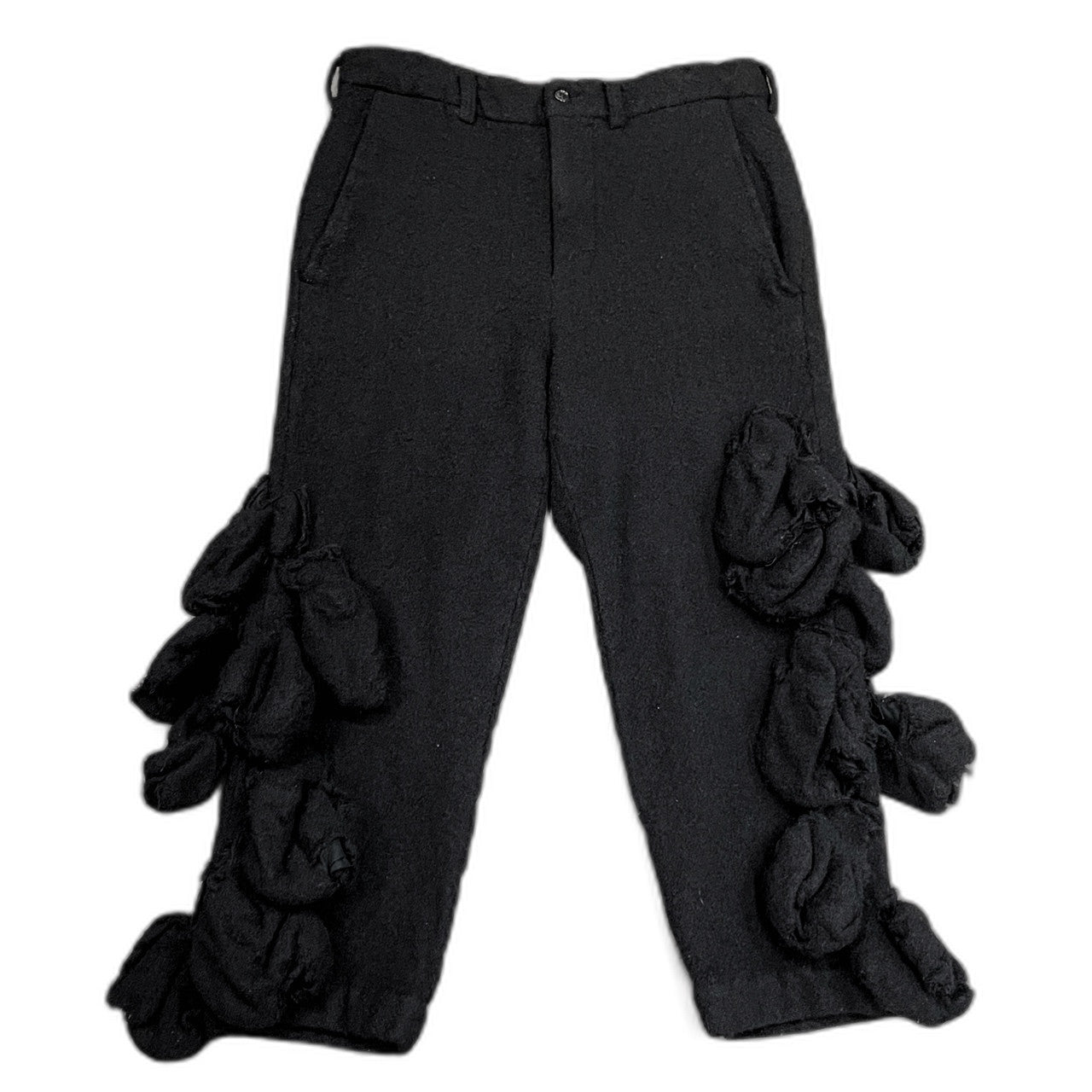 COMME des GARCONS 17AW 圧縮ウールサイド装飾テーパードパンツ ボトムス 縮絨 Archive シルエットの未来 The future of silhouette コムデギャルソン レディース