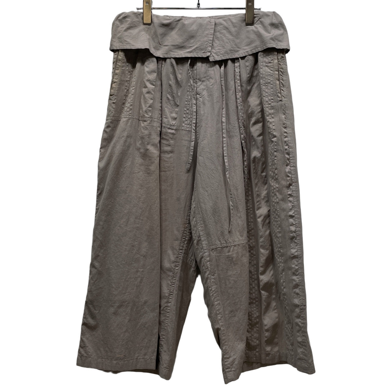 Y's 22SS コットンガーゼストライプウエストゴムシャーリングイージーワイドパンツ ボトムス ドローストリング Yohji Yamamoto ワイズ ヨウジヤマモト レディース