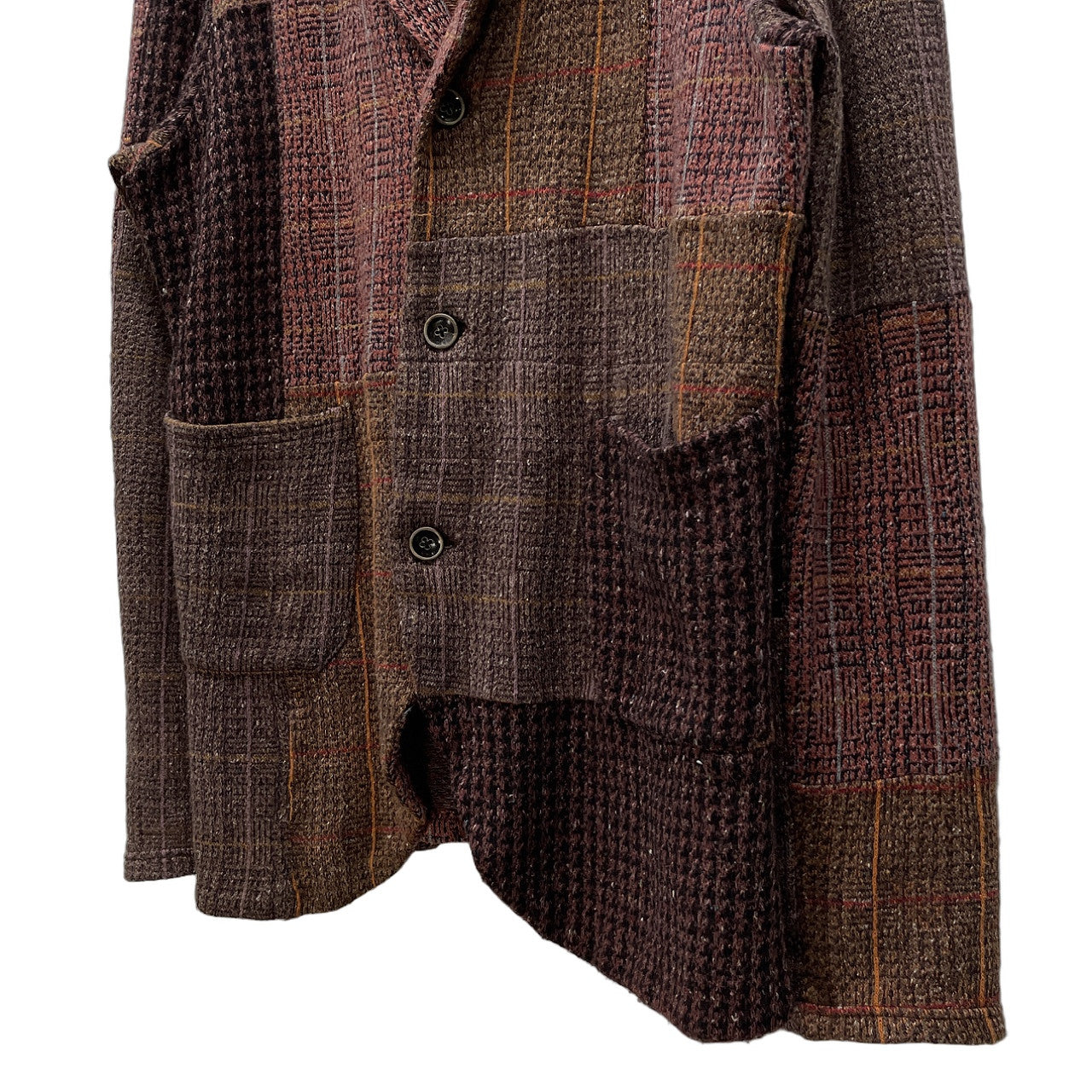 KAPITAL 13SS リネン混コットンウールホーボージャケット チェック 千鳥 パッチワーク Archive ブルゾン コート アウター キャピタル メンズ レディース ユニセックス