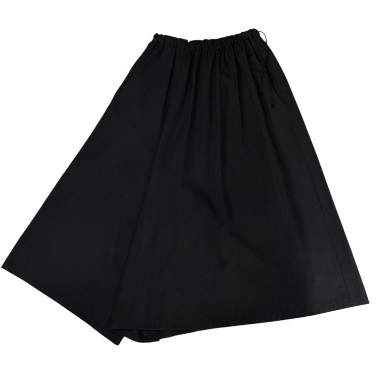 Yohji Yamamoto +NOIR 17SS ウールギャバジンアシンメトリーデザインスーパーワイドイージーパンツ ウエストゴム ドローストリング ボトムス Femme ヨウジヤマモト プリュスノアール レディース