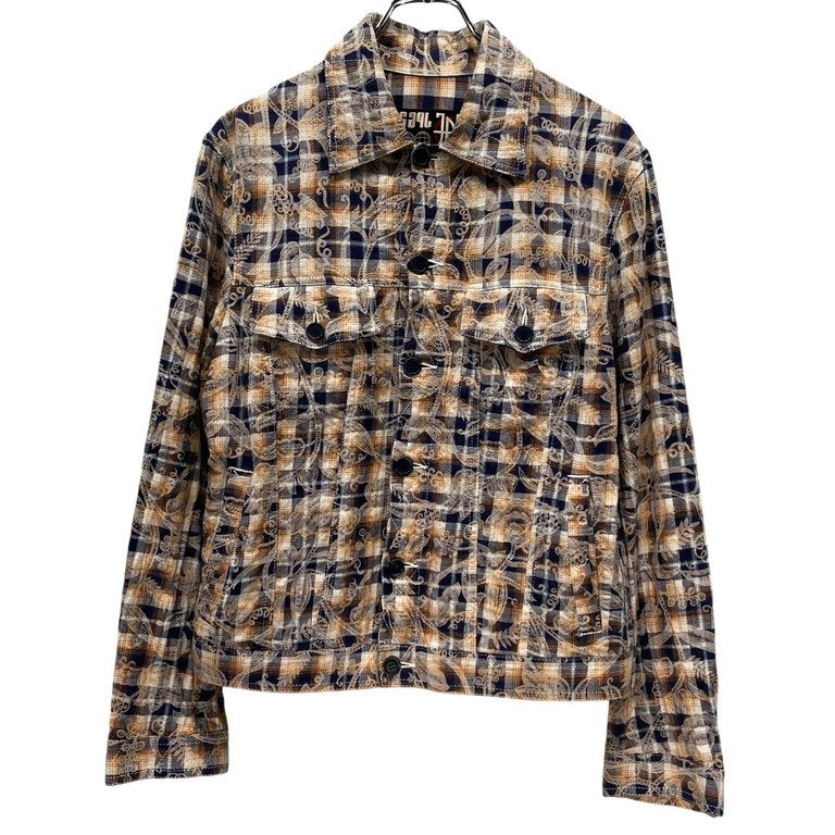 Jean Paul GAULTIER PARIS 04SS ボタニカルプリントフランネルチェックトラッカージャケット Archive 90s 00s JPG 総柄 ジャンポールゴルチエ メンズ