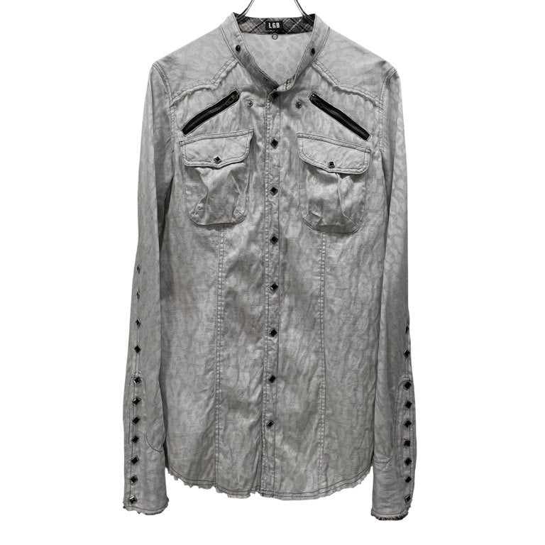 L.G.B. デタッチャブルカラーマルチボタンカットオフレオパードウエスタンシャツ ブラウス トップス 総柄 チェック ルグランブルー メンズ