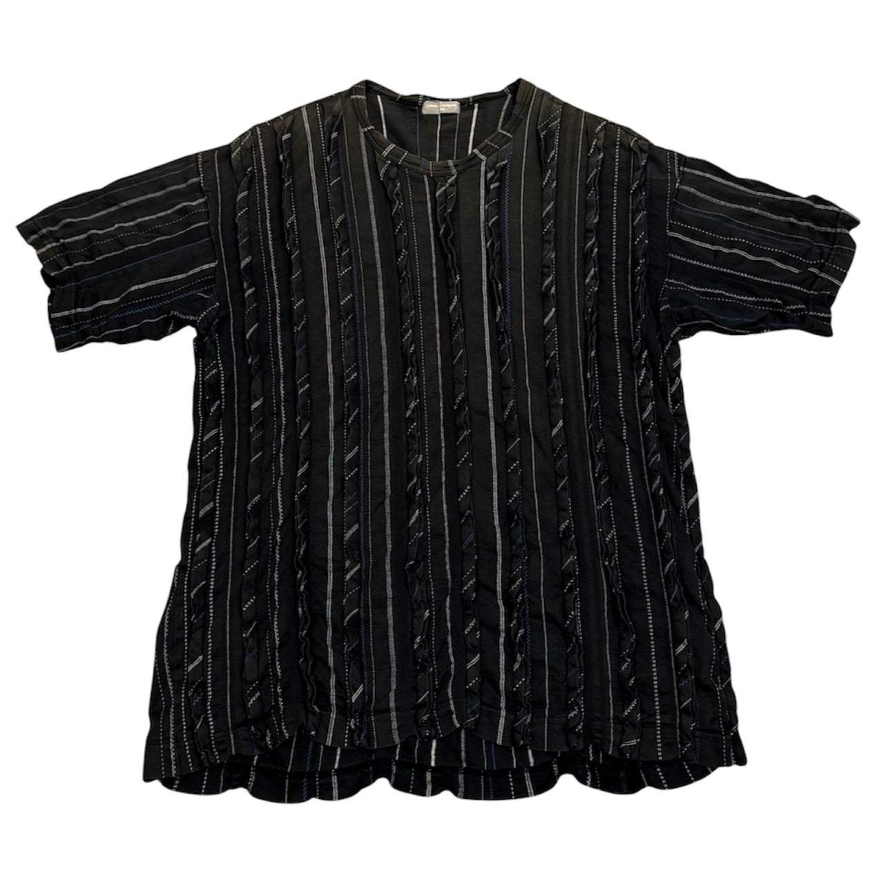 COMME des GARCONS HOMME 割り縫いフリルデザインストライプクルーネックTシャツ カットソー Archive 90s Tee T-shirt トップス 半袖 コムデギャルソンオム メンズ