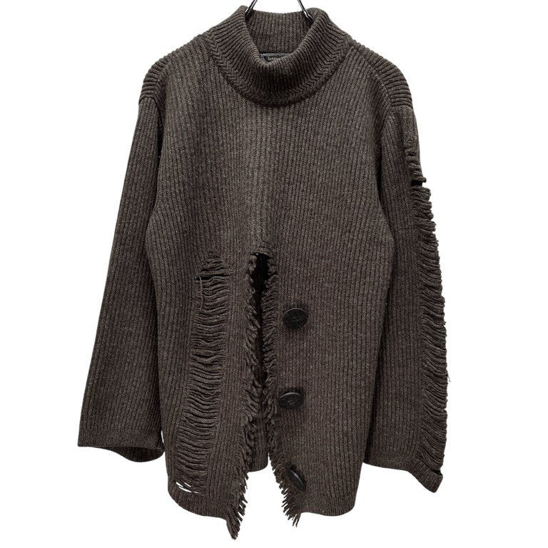 ISSEY MIYAKE 81AW ボタンアップフリンジデザインモックネックプルオーバーニットセーター トップス Archive 80s イッセイミヤケ レディース