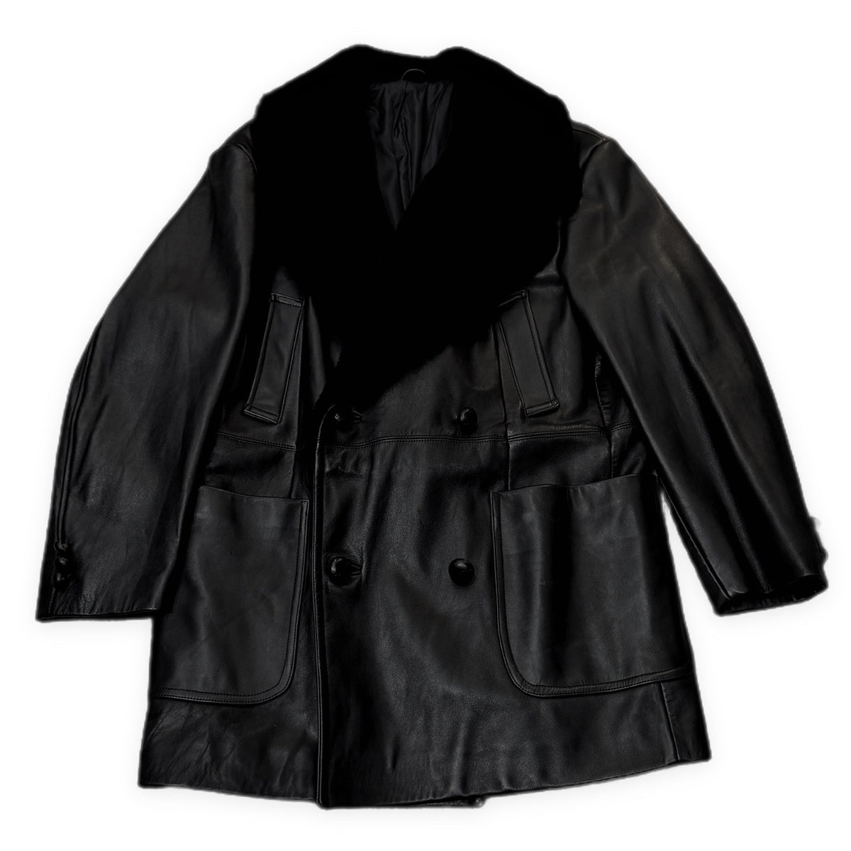 LQ Y's for men ムートンカラーカウレザーダブルブレストコート Archive 80s 90s Yohji Yamamoto Pour Homme ワイズフォーメン ヨウジヤマモトプールオム メンズ