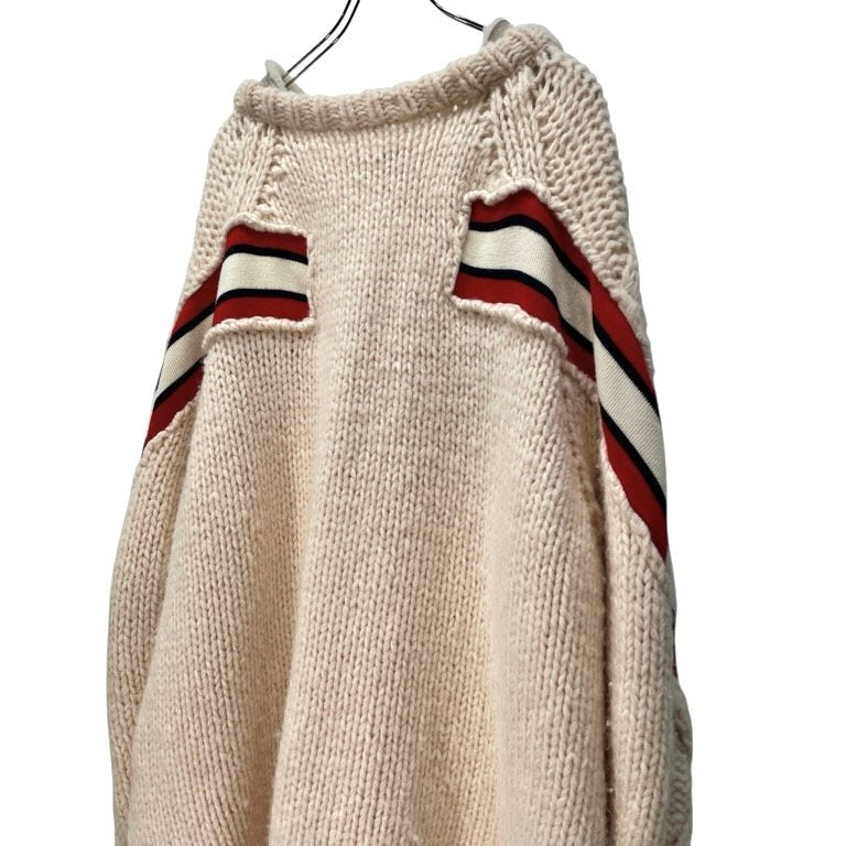 FACETASM 17AW RIB HAND KNIT SWEATER ショルダーラインサイドジップオーバーサイズケーブルニットセーター ムートンレザー フィッシャーマン トップス CHG-KN-U06 ファセッタズム メンズ