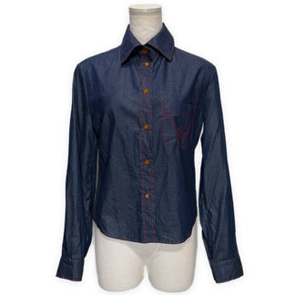Vivienne Westwood MILAN ラメ混紡赤ステッチシャツ ブラウス トップス Archive 90s ヴィヴィアンウエストウッド レディース