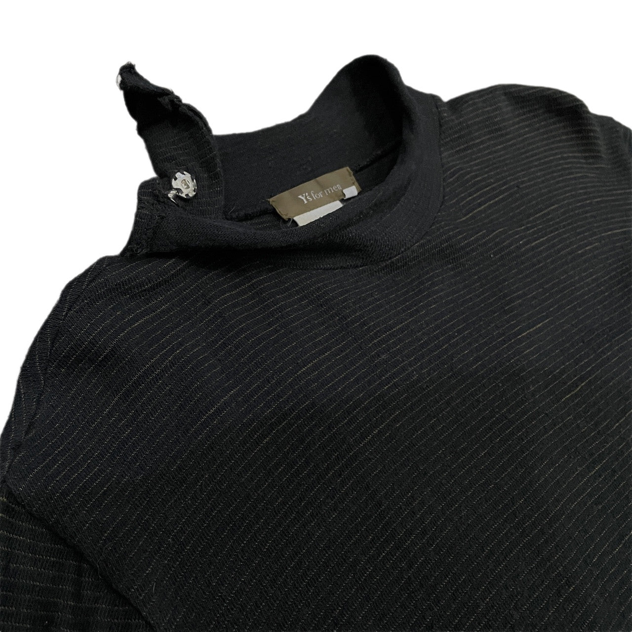 Y's for men カットオフハイネック細ボーダーリブTシャツ カットソー タートルネック Tee T-shirt トップス Archive Yohji Yamamoto Pour Homme ワイズフォーメン ヨウジヤマモトプールオム メンズ