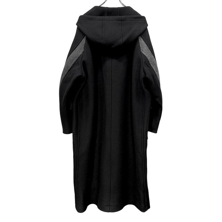 COMME des GARCONS HOMME 95AW ウールモッサラインデザインラグランスリーブフーデッドロングコート Archive 90s 田中オム レザー フード コムデギャルソンオム メンズ