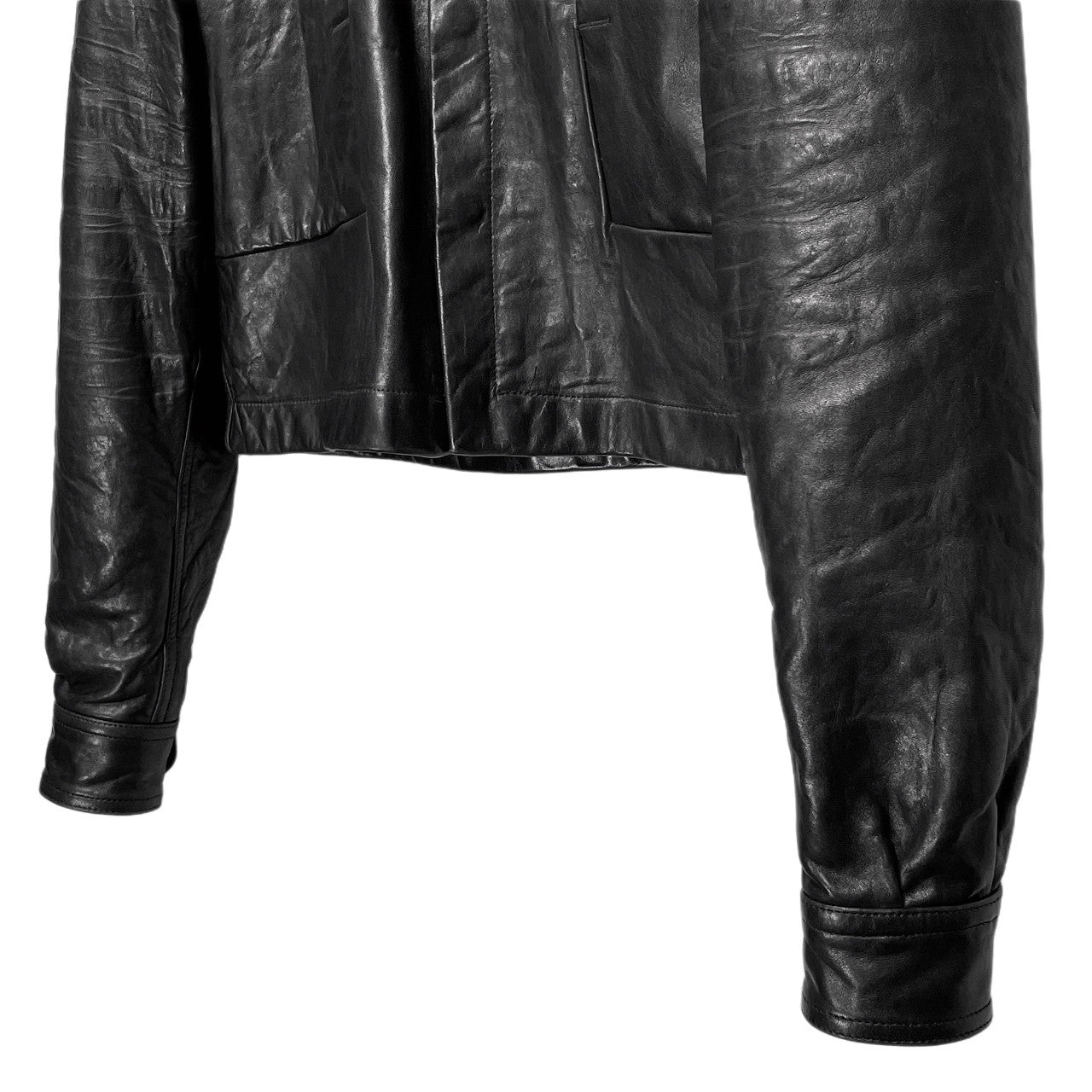 Rick Owens 24AW ALICE STROBE LEATHER LNV ラムレザーフライフロントショートトラッカージャケット ブルゾン コート アウター 定価378,400円 RU02D6743-LNV リックオウエンス メンズ