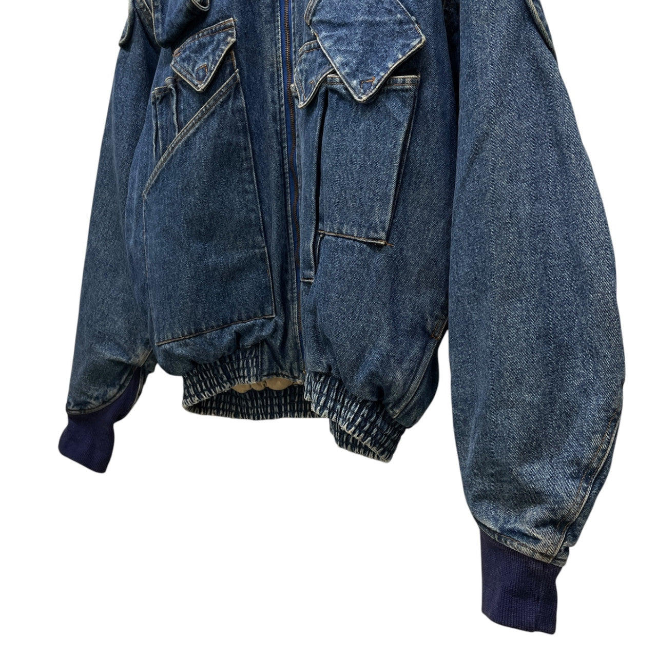 KATHARINE HAMNETT 86AW DENIM CARGO BOMBER JACKET デニムカーゴボンバージャケット ブルゾン コート アウター Archive 80s 90s 希少 初期 OLD VINTAGE レア キャサリンハムネット メンズ