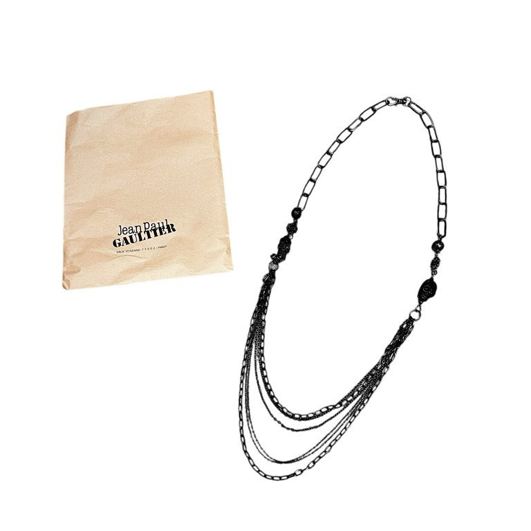 Jean Paul GAULTIER ダブルスカルマルチチェーンネックレス 一点物 激レア 希少 Archive 90s 00s JPG 未使用 ペンダント アクセサリー ジャンポールゴルチエ メンズ レディース ユニセックス