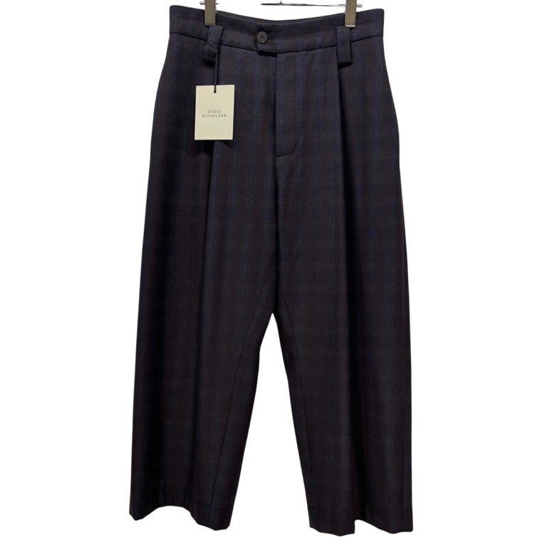 STUDIO NICHOLSON 20AW CHERI WOOL PRINCE OF WALES STITCHED PLEAT VOLUME PANT LOVAT ウールチェックボリュームプリーツパンツ スラックス トラウザーズ ボトムス 定価59,400円 SNM-347 スタジオニコルソン メンズ