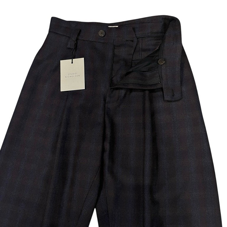 STUDIO NICHOLSON 20AW CHERI WOOL PRINCE OF WALES STITCHED PLEAT VOLUME PANT LOVAT ウールチェックボリュームプリーツパンツ スラックス トラウザーズ ボトムス 定価59,400円 SNM-347 スタジオニコルソン メンズ