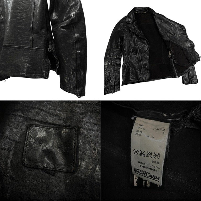 ISAMU KATAYAMA BACKLASH ITALY SHOULDER “GARMENT-DYED” DOUBLE RIDERS インタリアンショルダーガーメントダイレザーダブルライダースジャケット ブルゾン コート アウター 定価275,000円 イサムカタヤマ バックラッシュ メンズ