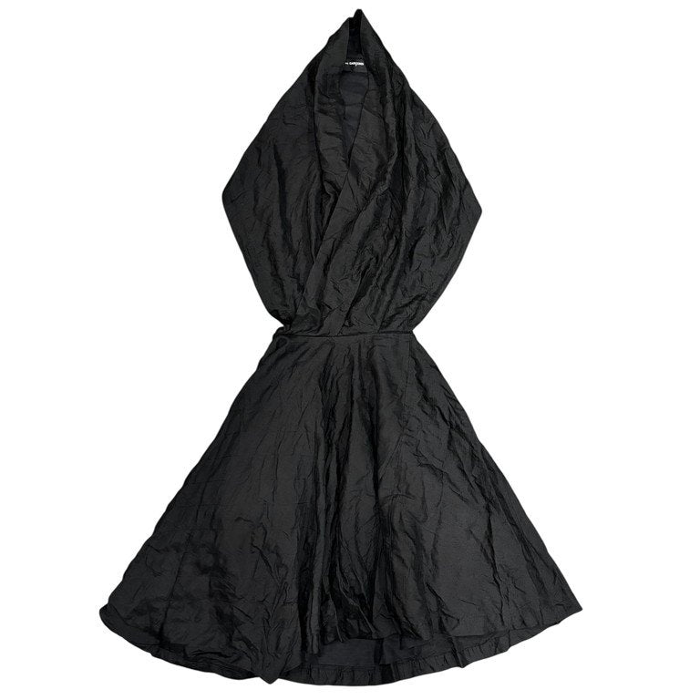 COMME des GARCONS NOIR 総シルクキルティングステッチケープカシュクールワンピース Archive 80s 90s 刺繍 ドレス スカート コムデギャルソン ノワール ノアール レディース