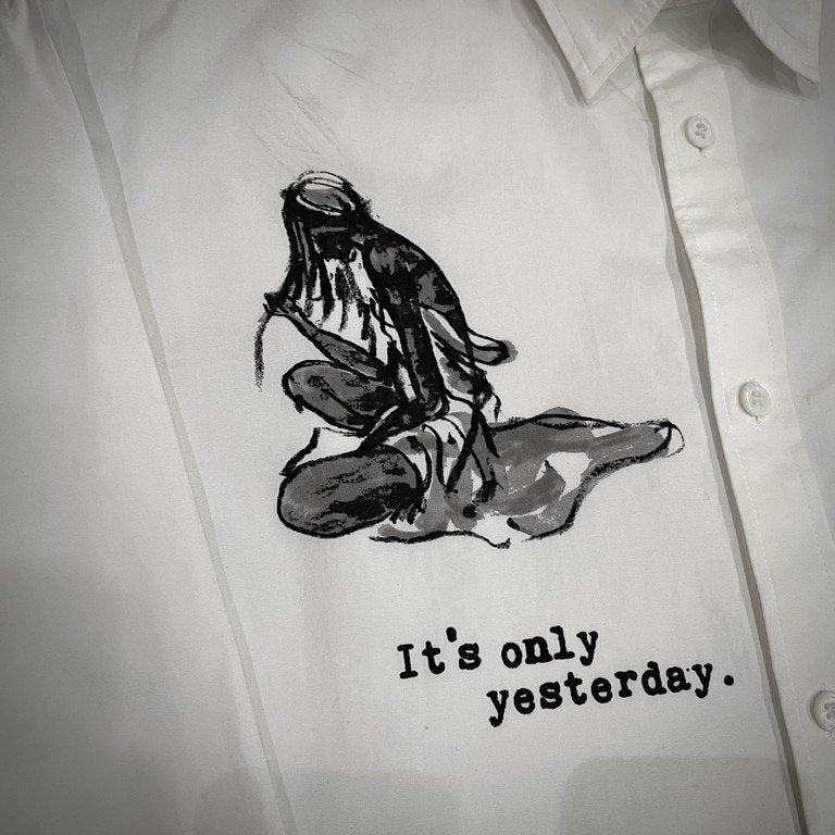 Yohji Yamamoto Pour Homme 19SS It's only yesterday. デッサンプリントコットンブロードロングシャツコート アート ブラウス トップス アウター ヨウジヤマモトプールオム メンズ