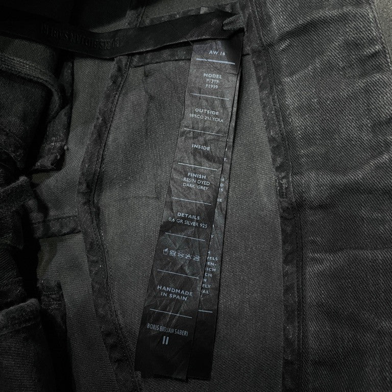 Boris Bidjan Saberi 16AW P13TF RESIN DYED DARK GREY レジンダイタイトフィットパンツ ストレッチスキニージーンズ ボトムス ボリスビジャンサベリ メンズ