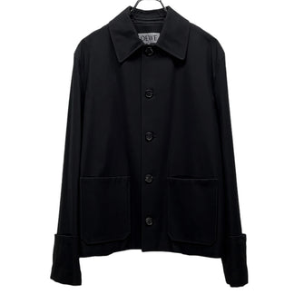 LOEWE FISHERMAN JACKET コットンギャバジン襟裏ラムレザーフィッシャーマンジャケット ブルゾン カバーオール アウター ロエベ メンズ
