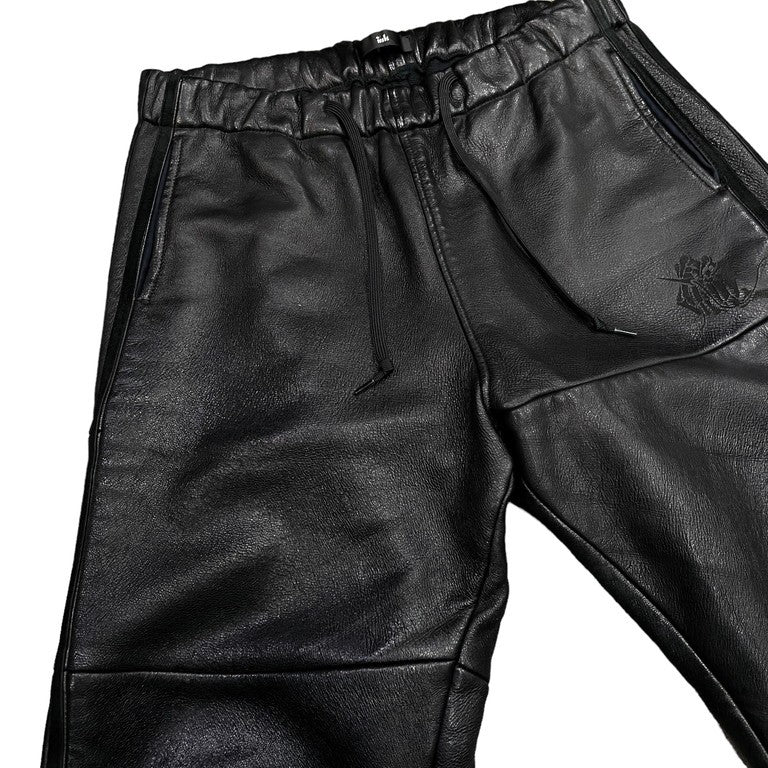 ink 18AW TOUGHER PANTS シープレザースウェットボンディングイージーテーパードパンツ 希少 レア 定価88,000円 レザーパンツ サイドライン 側章 再構築 リメイク ボトムス インク