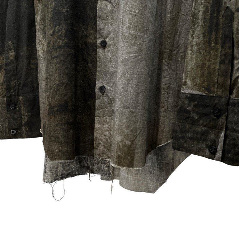 ROGGYKEI グラフィックプリントカットオフバンドカラーシャツ ブラウス トップス ノーカラー ロギーケイ メンズ レディース ユニセックス