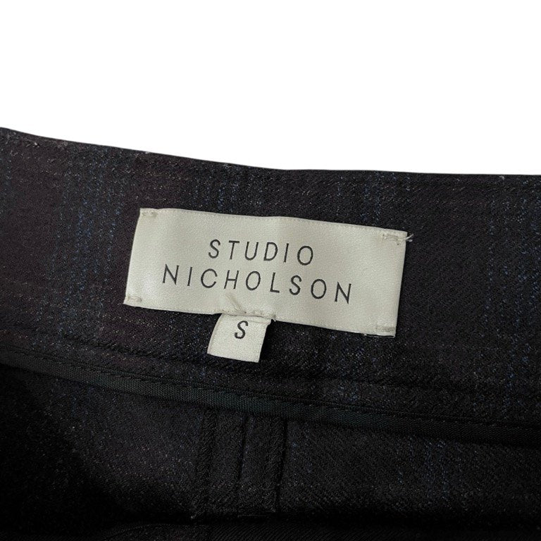 STUDIO NICHOLSON 20AW CHERI WOOL PRINCE OF WALES STITCHED PLEAT VOLUME PANT LOVAT ウールチェックボリュームプリーツパンツ スラックス トラウザーズ ボトムス 定価59,400円 SNM-347 スタジオニコルソン メンズ