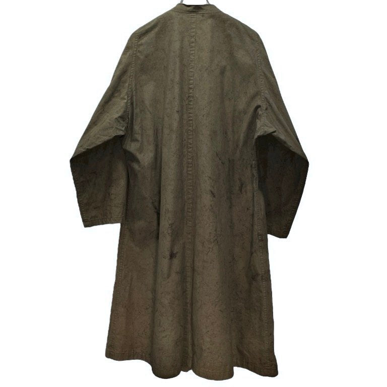 Y's コットンポプリン総柄プリントカラーレスミリタリーロングコート ジャケット ブルゾン アウター Yohji Yamamoto Femme ヨウジヤマモトファム ワイズ レディース