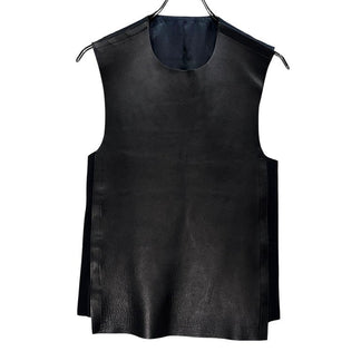 Neil Barrett フロントレザーベルクロオープンノーカラーベスト ノースリーブ ジャケット ジレ コート ブルゾン アウター SLIM FIT ニールバレット メンズ