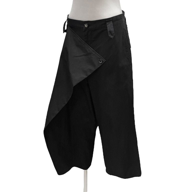 Yohji Yamamoto +NOIR コットンギャバジンフロントラップワイドサルエルパンツ ボトムス Femme Y's ヨウジヤマモト プリュスノアール ワイズ レディース