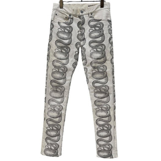 HYSTERIC GLAMOUR SNAKE LOOP スネークループプリントストレッチホワイトスキニーパンツ KINKY ウミヘビ Archive 28 ボトムス ヒステリックグラマー メンズ レディース ユニセックス