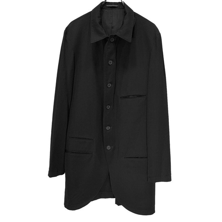 Yohji Yamamoto Pour Homme 20SS ウールギャバジン6Bストラップスタンドカラー燕尾ロングテーラードジャケット HN-J45-100