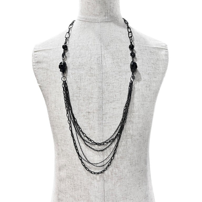 Jean Paul GAULTIER ダブルスカルマルチチェーンネックレス 一点物 激レア 希少 Archive 90s 00s JPG 未使用 ペンダント アクセサリー ジャンポールゴルチエ メンズ レディース ユニセックス