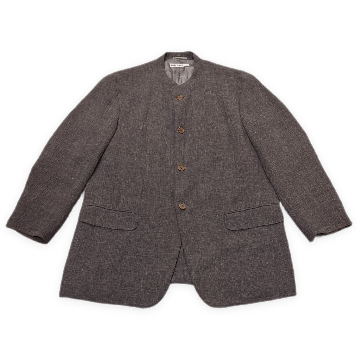 ISSEY MIYAKE MEN 02SS リネンウールマオカラー4Bテーラードジャケット ブルゾン コート アウター Archive イッセイミヤケ メンズ