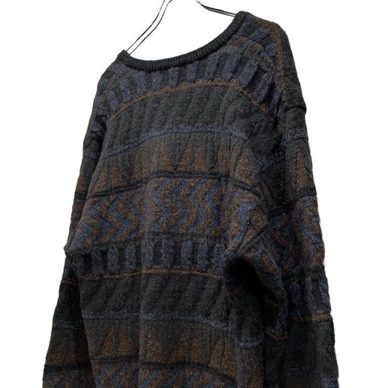 ISSEY MIYAKE ウール総柄Vネックニットセーター Archive 80s 筆タグ トップス イッセイミヤケ レディース メンズ ユニセックス