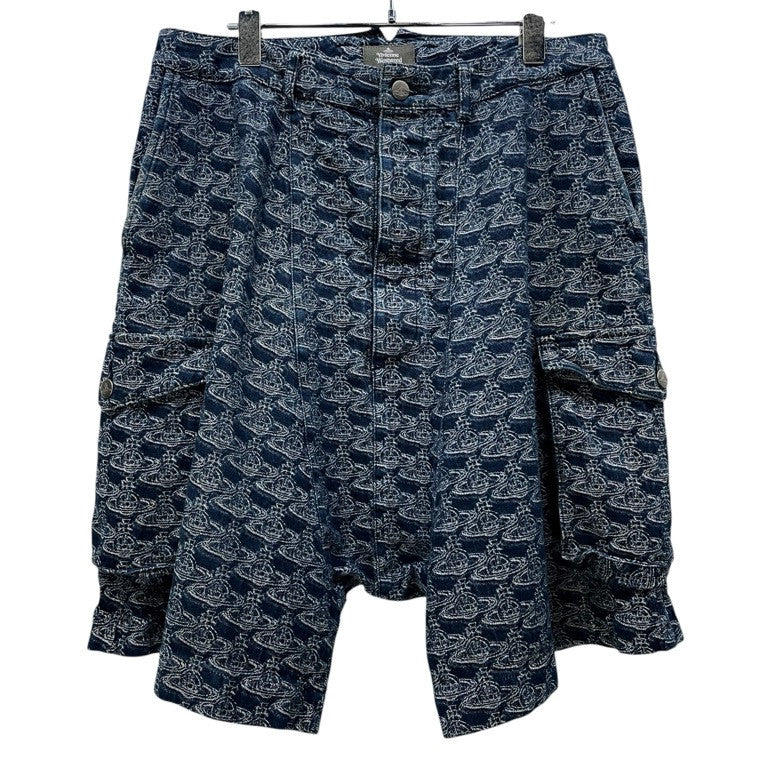 Vivienne Westwood MAN 21SS オーブ柄ジャカードデニムサルエルカーゴハーフパンツ ショート ショーツ ボトムス 総柄 ヴィヴィアンウエストウッド マン メンズ