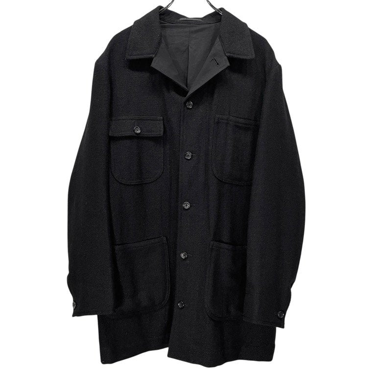 Y's for men リネンウールツイード切替ハーフコート ジャケット ブルゾン アウター Archive Yohji Yamamoto Pour Homme ヨウジヤマモトプールオム ワイズフォーメン メンズ