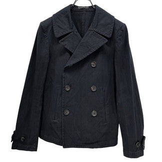 Y's キャンバスコットン製品染めダブルブレストジャケット Pコート ブルゾン アウター Yohji Yamamoto Femme ヨウジヤマモトファム ワイズ レディース