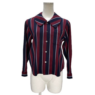 JUNYA WATANABE COMME des GARCONS 95SS ウールコットンレジメンタルストライププラッターカラーブラウス シャツ トップス Archive 90s ジュンヤワタナベ コムデギャルソン レディース
