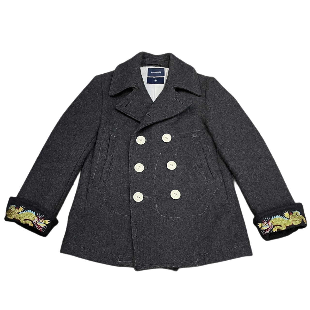 MIHARA YASUHIRO 龍刺繍ウールメルトンピーコート PEA COAT ダブルブレスト ジャケット ブルゾン アウター Archive 00s ミハラヤスヒロ メンズ