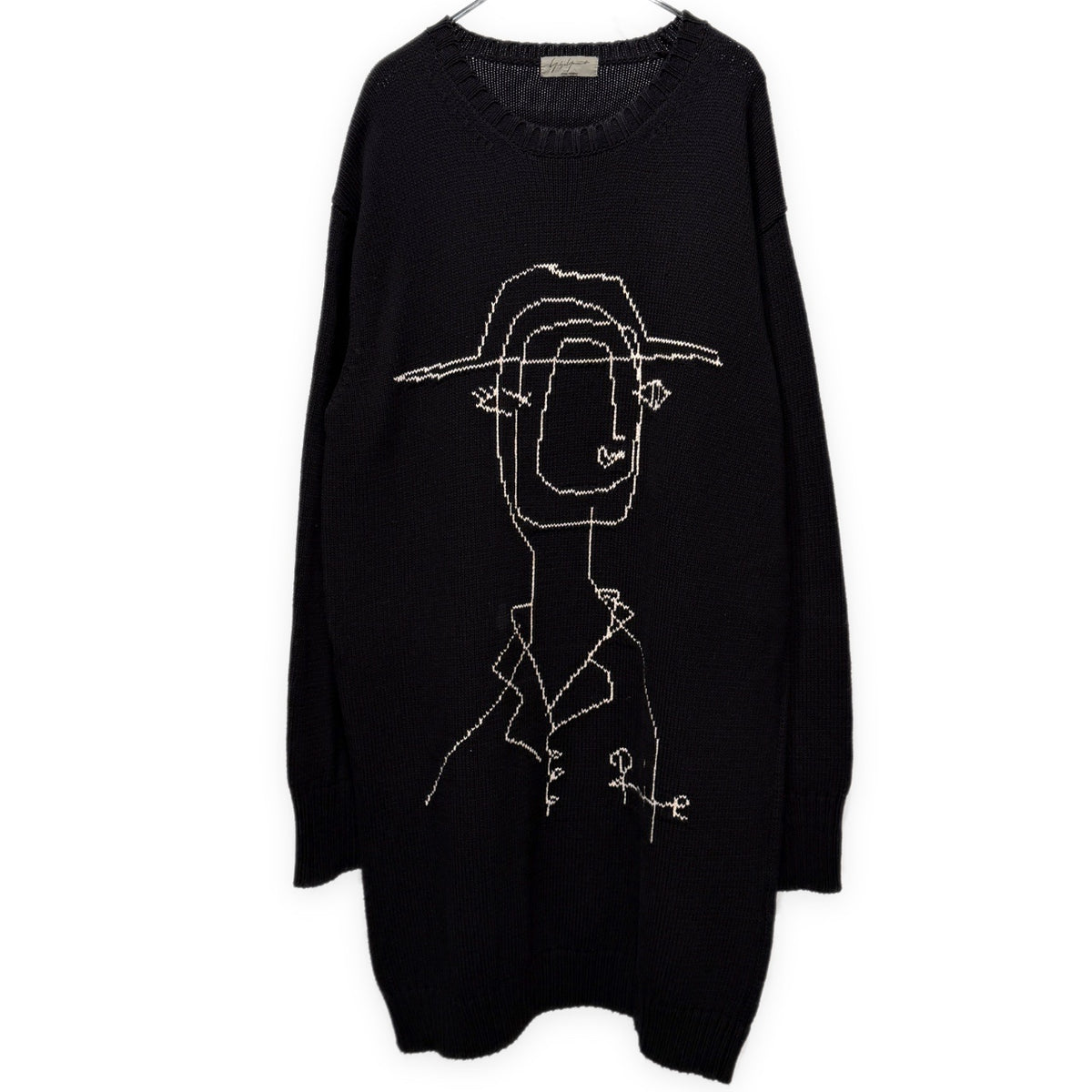 Yohji Yamamoto Pour Homme 16AW 宮沢りえドローイングアート刺繍サイドボタンスリットロングニットセーター トップス Archive HR-K13-092 ヨウジヤマモトプールオム メンズ
