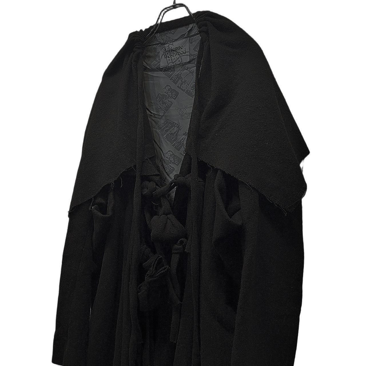 Vivienne Westwood MAN ウールツイードカットオフ結び紐ボタンロングケープコート Archive ジャケット ブルゾン アウター マント ヴィヴィアンウエストウッド マン メンズ